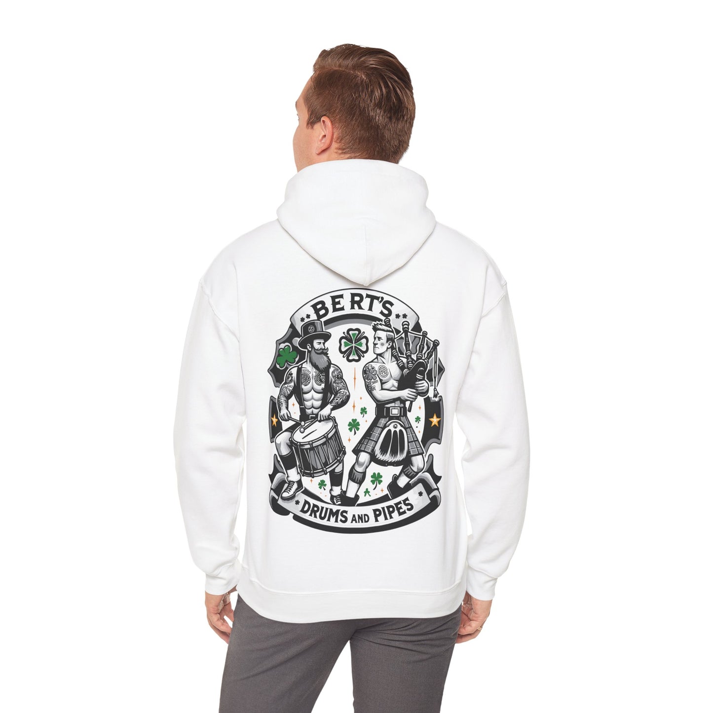 Bert's Drums and Pipes 2024 St. Patrick's Day Support Hoodie: Rally for Boston