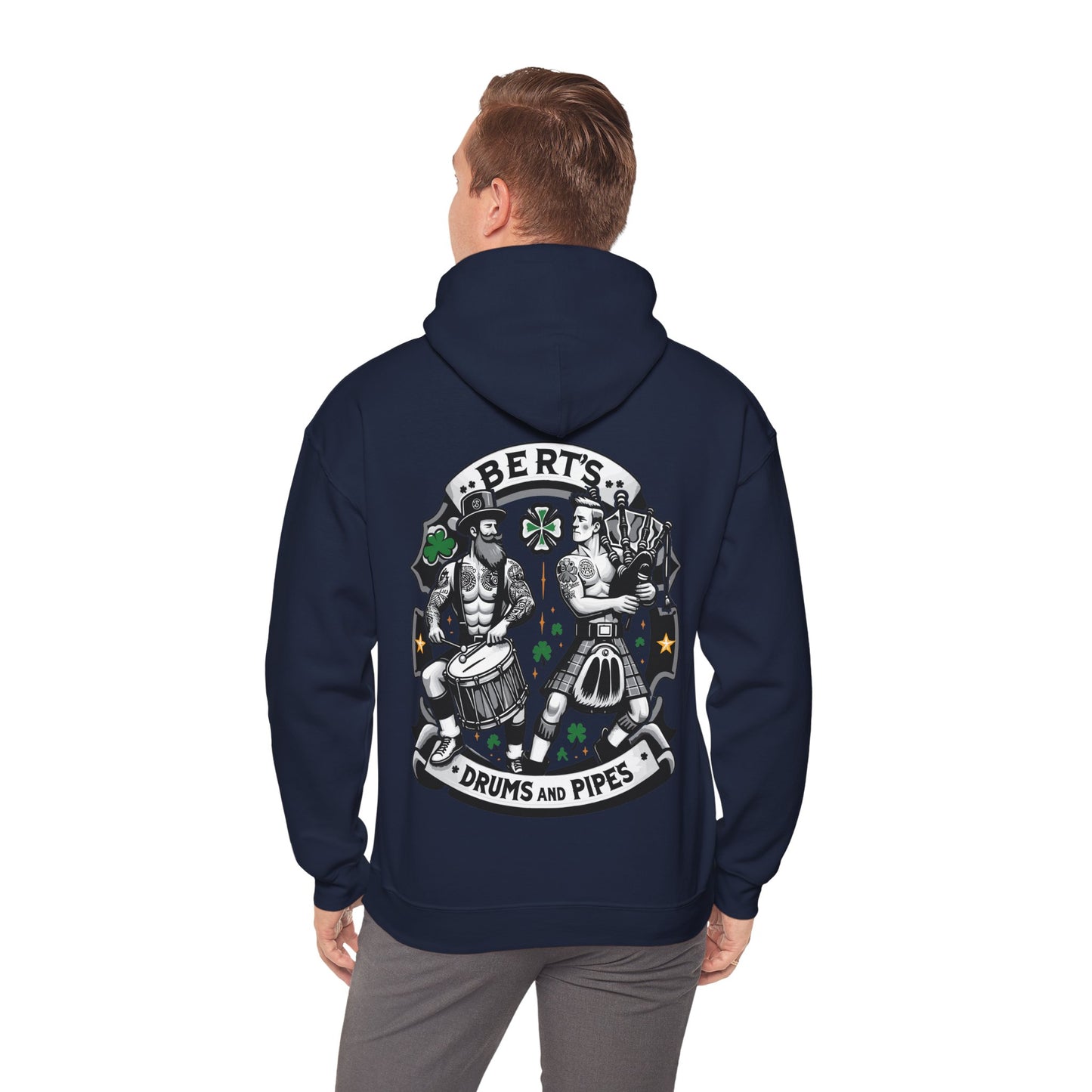 Bert's Drums and Pipes 2024 St. Patrick's Day Support Hoodie: Rally for Boston