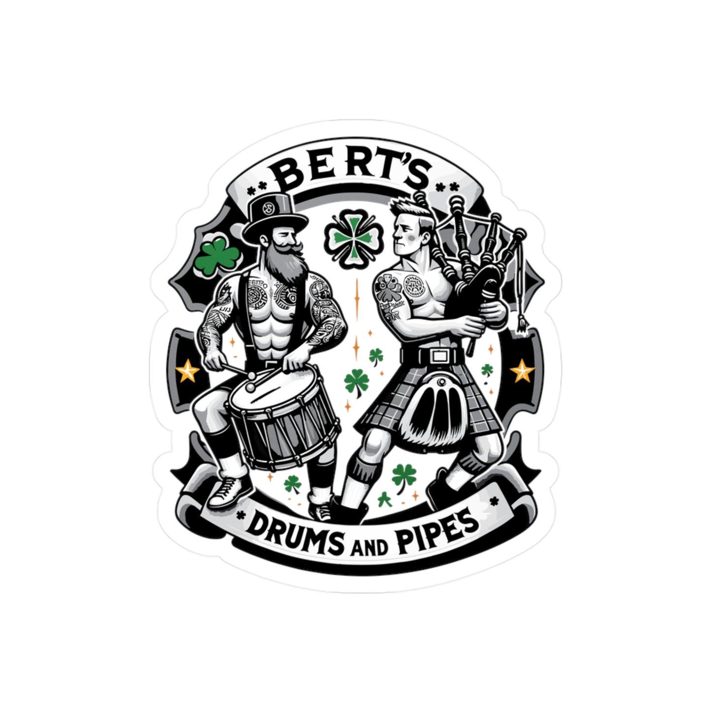 Bert's Drums and Pipes 2024 St. Patrick's Day Support Sticker