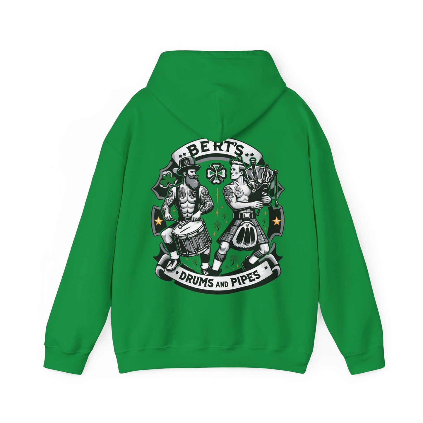 Bert's Drums and Pipes 2024 St. Patrick's Day Support Hoodie: Rally for Boston
