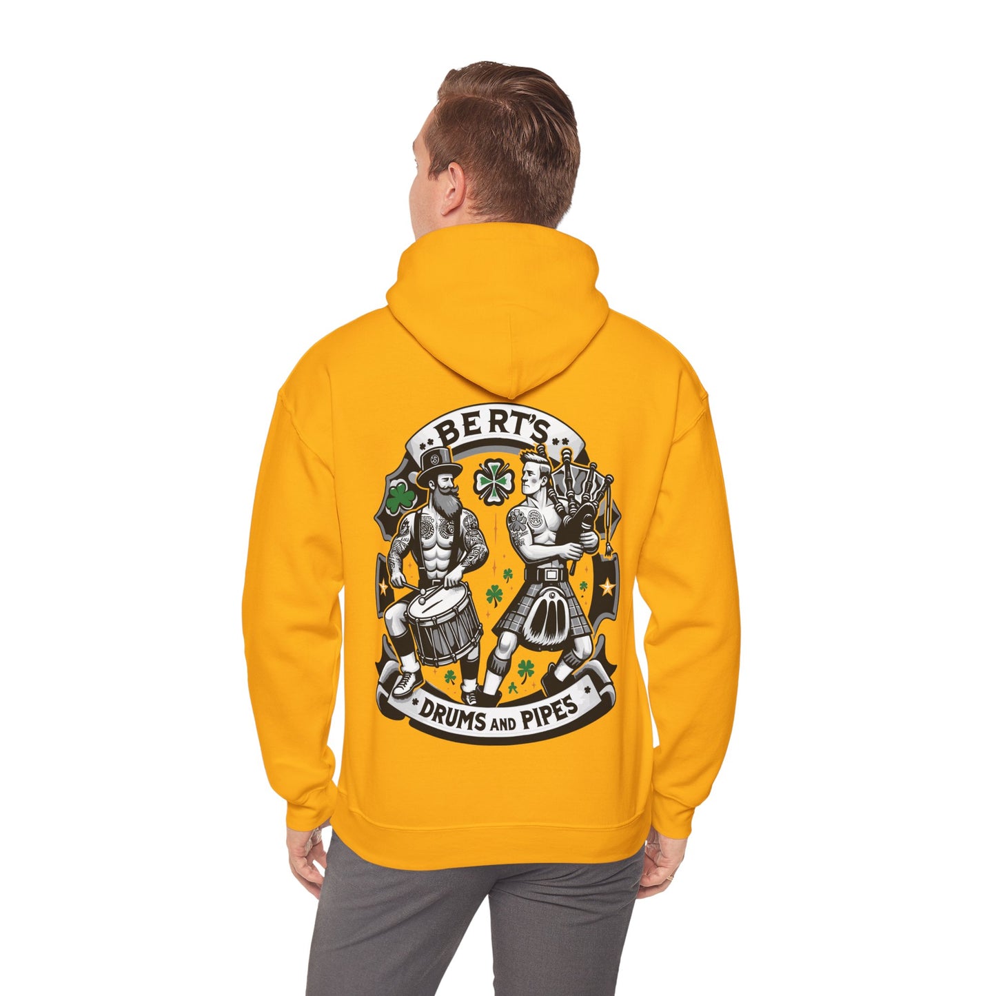 Bert's Drums and Pipes 2024 St. Patrick's Day Support Hoodie: Rally for Boston