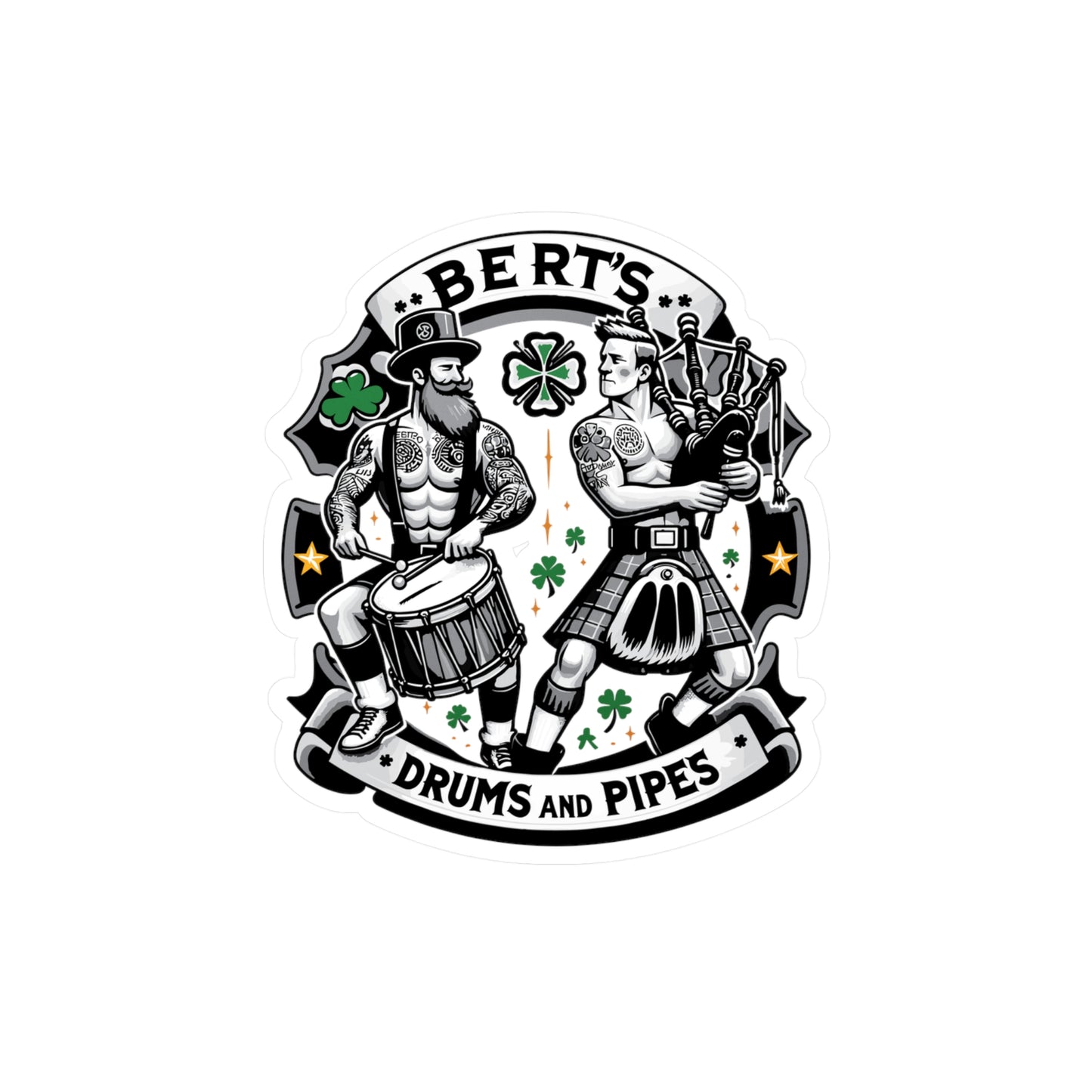 Bert's Drums and Pipes 2024 St. Patrick's Day Support Sticker