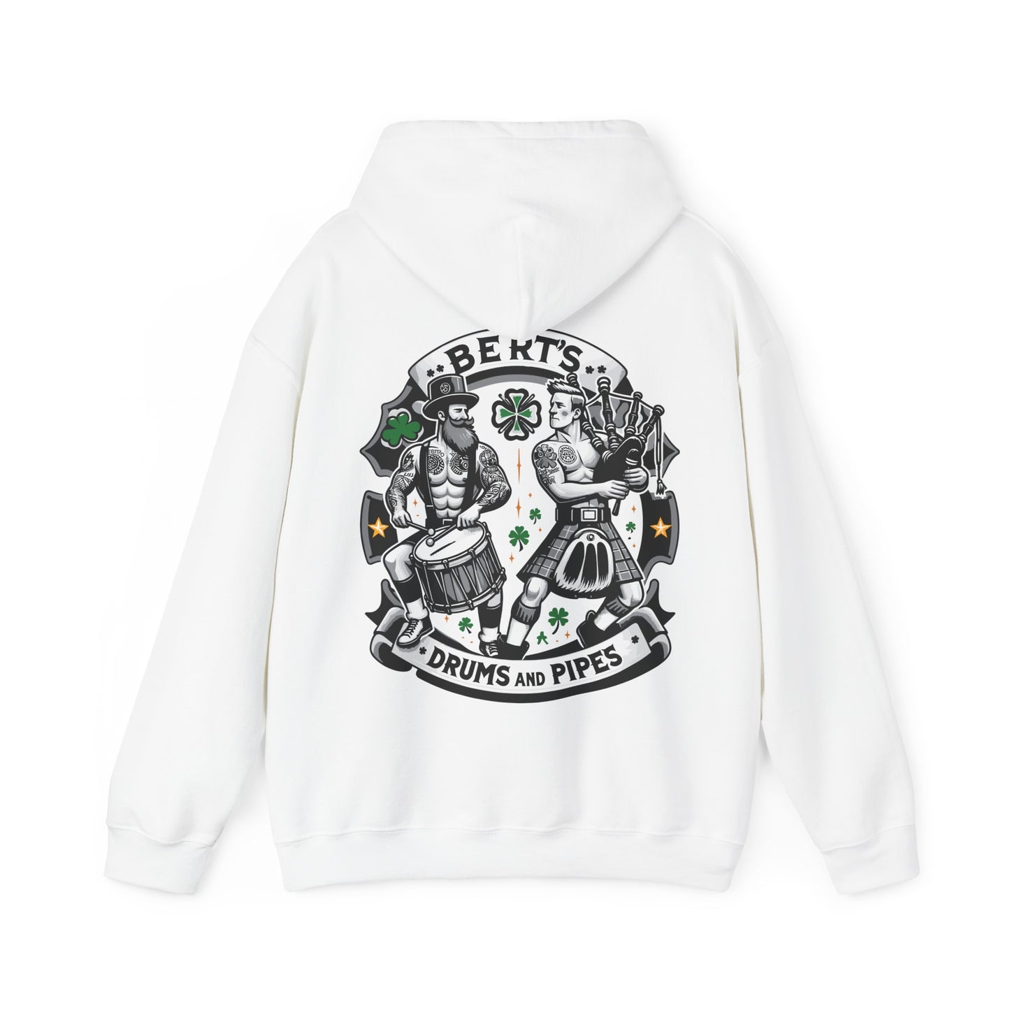 Bert's Drums and Pipes 2024 St. Patrick's Day Support Hoodie: Rally for Boston